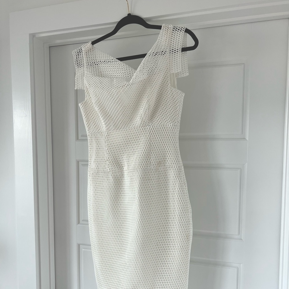 White formal cocktail shift dress